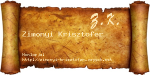 Zimonyi Krisztofer névjegykártya